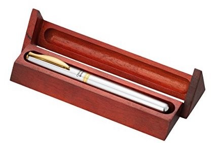 Ручка керамическая Kyocera, Ceramic ball-point pen KB-20WNSL silver in wooden box (ALC010173)